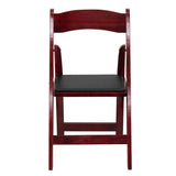 2 Pk. HERCULES Series Mahogany Wood Folding Chair with Vinyl Padded Seat [2-XF-2903-MAH-WOOD-GG] Fl Furniture