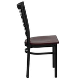 HERCULES Series Black Window Back Metal Restaurant Chair - Cherry Wood Seat [XU-DG6Q3BWIN-CHYW-GG] Pie's Variety Store