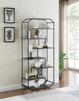 6-Shelf Bookcase Rustic Brown And Dark Grey - 805662 Pie's Variety Store