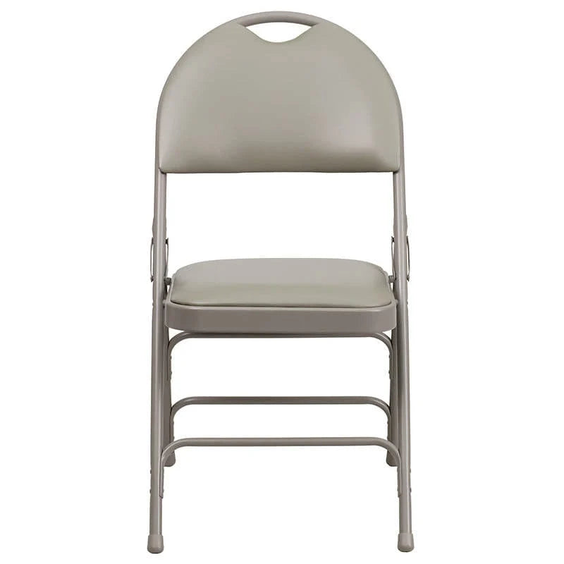 2 Pk. HERCULES Series Ultra-Premium Triple Braced Gray Vinyl Metal Folding Chair with Easy-Carry Handle [2-HA-MC705AV-3-GY-GG] Fl Furniture