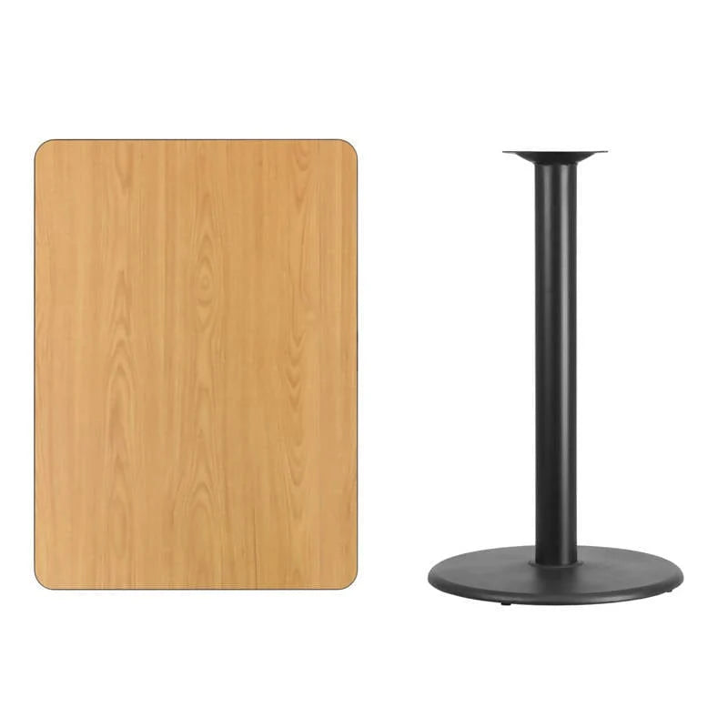 30'' x 42'' Rectangular Black Laminate Table Top with 24'' Round Bar Height Table Base [XU-BLKTB-3042-TR24B-GG] Fl Furniture
