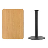 30'' x 42'' Rectangular Black Laminate Table Top with 24'' Round Bar Height Table Base [XU-BLKTB-3042-TR24B-GG] Fl Furniture