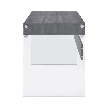 Dobrev 2-Drawer Writing Desk Weathered Grey And Clear - 800818 coastmega