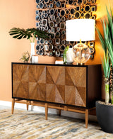Sunburst 4-Door Accent Cabinet Brown And Antique Gold - 953497 Pie's Variety Store