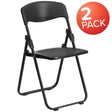 2 Pk. HERCULES Series 500 lb. Capacity Heavy Duty Black Plastic Folding Chair with Built-in Ganging Brackets [2-RUT-I-BLACK-GG] Fl Furniture