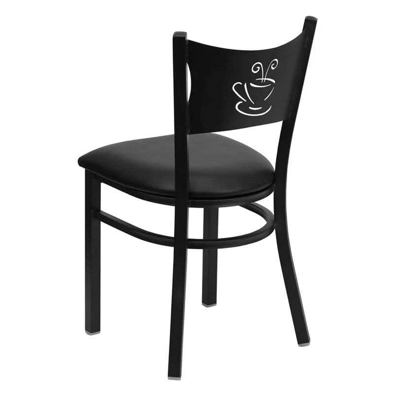 HERCULES Series Black Coffee Back Metal Restaurant Chair - Black Vinyl Seat [XU-DG-60099-COF-BLKV-GG] Pie's Variety Store