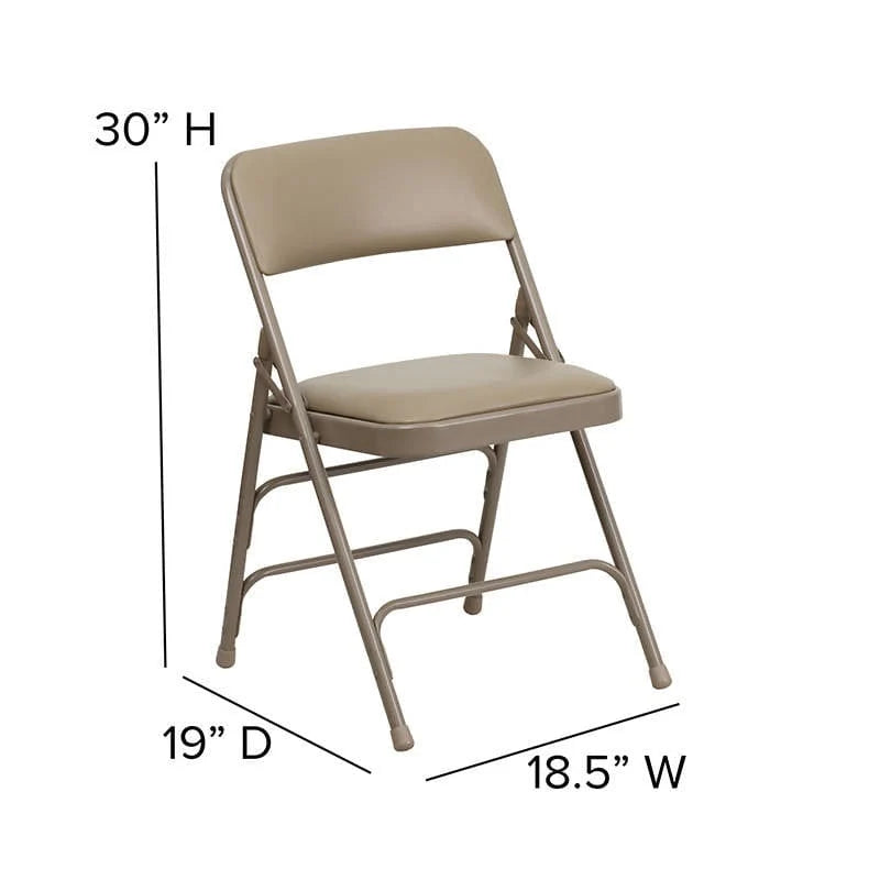 2 Pk. HERCULES Series Curved Triple Braced & Double Hinged Beige Vinyl Metal Folding Chair [2-HA-MC309AV-BGE-GG] Fl Furniture