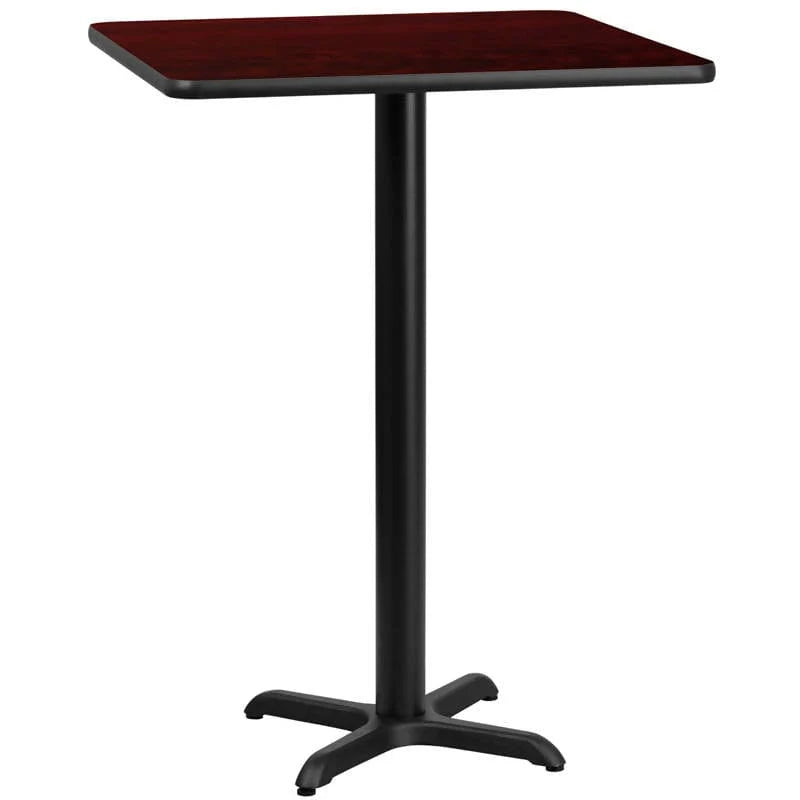 30'' Square Black Laminate Table Top with 22'' x 22'' Bar Height Table Base [XU-BLKTB-3030-T2222B-GG] Fl Furniture