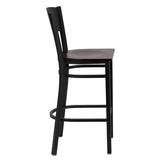 HERCULES Series Black Circle Back Metal Restaurant Barstool - Cherry Wood Seat [XU-DG-60120-CIR-BAR-CHYW-GG] Pie's Variety Store