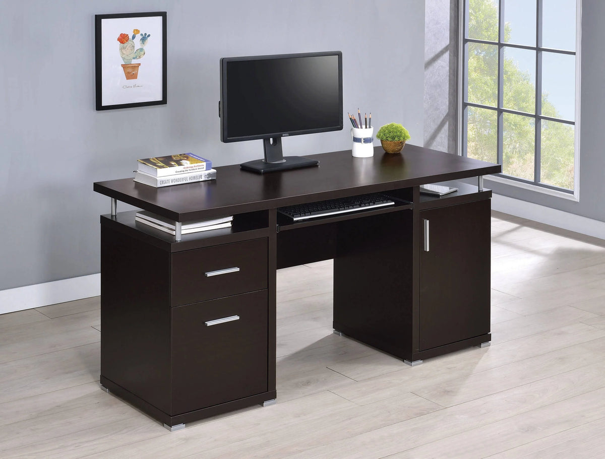 Tracy 2-Drawer Computer Desk Cappuccino - 800107 Pie's Variety Store