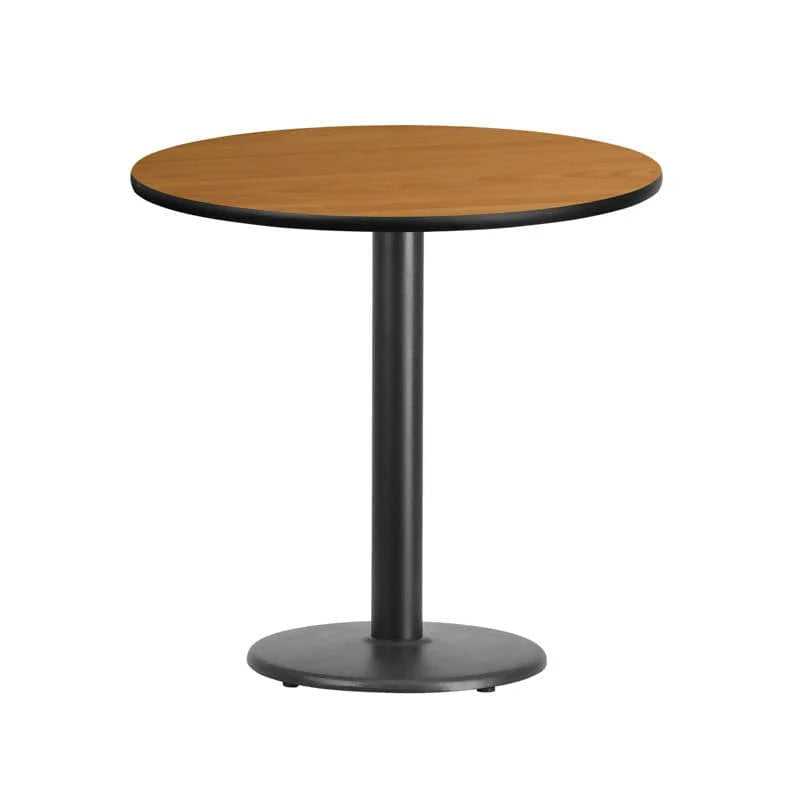 30'' Round Black Laminate Table Top with 18'' Round Table Height Base [XU-RD-30-BLKTB-TR18-GG] Fl Furniture