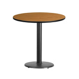 30'' Round Black Laminate Table Top with 18'' Round Table Height Base [XU-RD-30-BLKTB-TR18-GG] Fl Furniture