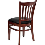 HERCULES Series Vertical Slat Back Mahogany Wood Restaurant Chair - Black Vinyl Seat [XU-DGW0008VRT-MAH-BLKV-GG] Pie's Variety Store