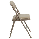 2 Pk. HERCULES Series Curved Triple Braced & Double Hinged Beige Vinyl Metal Folding Chair [2-HA-MC309AV-BGE-GG] Fl Furniture
