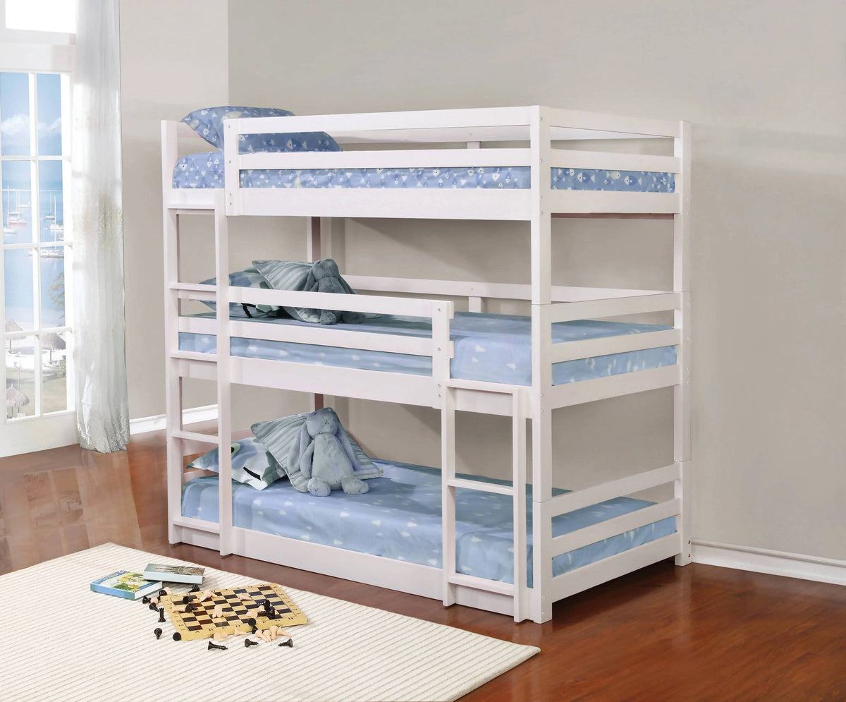 Sandler Twin Triple Bunk Bed White - 401302 A-Z Store Nadia