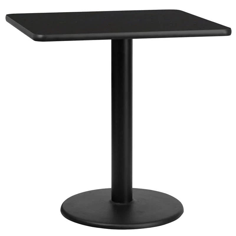 30 Inch Square Black Laminate Table Top with 18 Inch Round Table Height Base [XU-BLKTB-3030-TR18-GG] FL Furniture