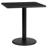 30 Inch Square Black Laminate Table Top with 18 Inch Round Table Height Base [XU-BLKTB-3030-TR18-GG] FL Furniture
