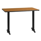 30'' x 42'' Rectangular Black Laminate Table Top with 5'' x 22'' Table Height Bases [XU-BLKTB-3042-T0522-GG] Fl Furniture