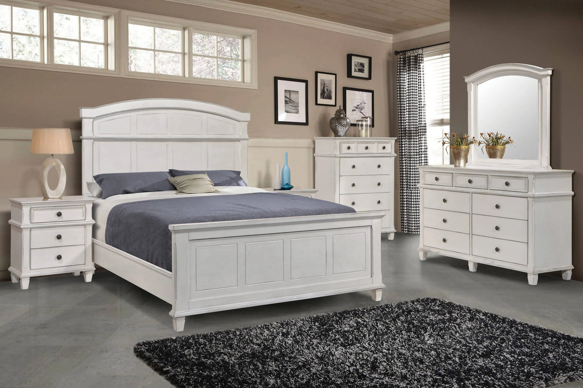 Carolina Queen Panel Bed Antique White 4PC Set - SET4PC222871Q Pie's Variety Store