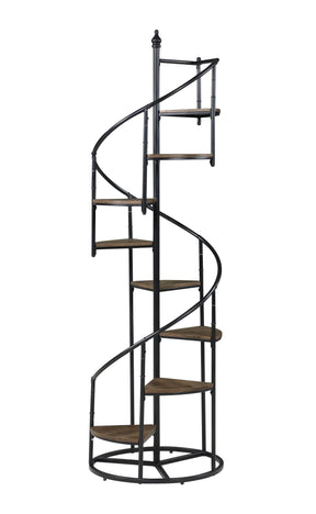 8-Shelf Staircase Bookcase Rustic Brown And Black - 805675 Pie's Variety Store
