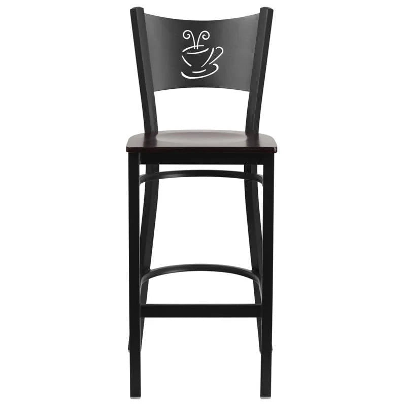HERCULES Series Black Coffee Back Metal Restaurant Barstool - Cherry Wood Seat [XU-DG-60114-COF-BAR-CHYW-GG] Pie's Variety Store