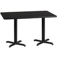 30'' x 60'' Rectangular Black Laminate Table Top with 22'' x 22'' Table Height Bases [XU-BLKTB-3060-T2222-GG] Pie's Variety Store