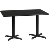 30'' x 60'' Rectangular Black Laminate Table Top with 22'' x 22'' Table Height Bases [XU-BLKTB-3060-T2222-GG] Pie's Variety Store