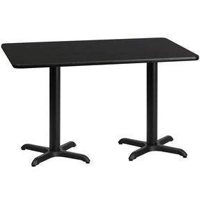 30'' x 60'' Rectangular Black Laminate Table Top with 22'' x 22'' Table Height Bases [XU-BLKTB-3060-T2222-GG] Pie's Variety Store