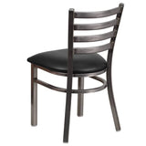 HERCULES Series Clear Coated Ladder Back Metal Restaurant Chair - Black Vinyl Seat [XU-DG694BLAD-CLR-BLKV-GG] Pie's Variety Store