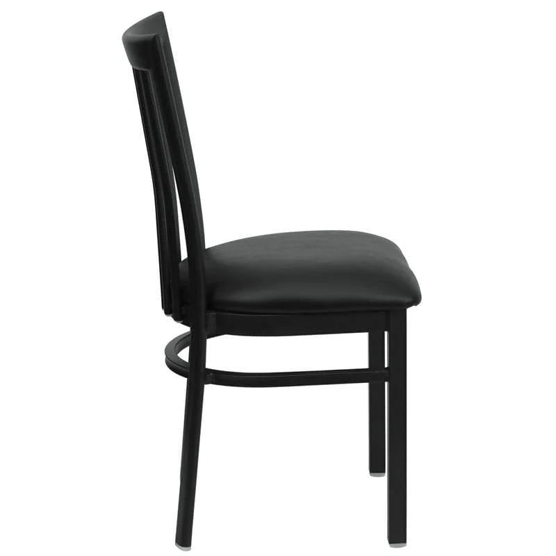 HERCULES Series Black School House Back Metal Restaurant Chair - Black Vinyl Seat [XU-DG6Q4BSCH-BLKV-GG] Pie's Variety Store