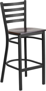 HERCULES Series Black Ladder Back Metal Restaurant Barstool - Cherry Wood Seat [XU-DG697BLAD-BAR-CHYW-GG] Pie's Variety Store