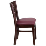 Darby Series Slat Back Walnut Wood Restaurant Chair - Black Vinyl Seat [XU-DG-W0108-WAL-BLKV-GG] Pie's Variety Store
