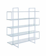 5-Shelf Bookcase - Constructed with metal and glass