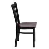 HERCULES Series Black Vertical Back Metal Restaurant Chair - Cherry Wood Seat [XU-DG-6Q2B-VRT-CHYW-GG] Pie's Variety Store