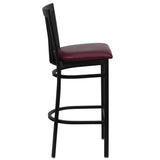 HERCULES Series Black School House Back Metal Restaurant Barstool - Black Vinyl Seat [XU-DG6R8BSCH-BAR-BLKV-GG] Pie's Variety Store