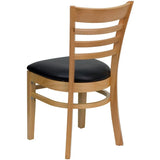HERCULES Series Ladder Back Natural Wood Restaurant Chair - Black Vinyl Seat [XU-DGW0005LAD-NAT-BLKV-GG] Pie's Variety Store