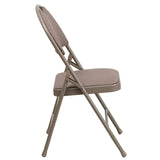 2 Pk. HERCULES Series Ultra-Premium Triple Braced Beige Fabric Metal Folding Chair with Easy-Carry Handle [2-HA-MC705AF-3-BGE-GG] Fl Furniture