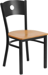 HERCULES Series Black Circle Back Metal Restaurant Chair - Cherry Wood Seat [XU-DG-60119-CIR-CHYW-GG] Pie's Variety Store