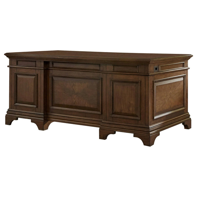 Hartshill Executive Desk With File Cabinets Burnished Oak - 881281 Pie's Variety Store