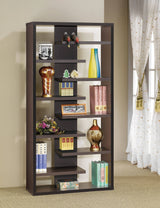 Bookcase With Staggered Floating Shelves Cappuccino - 800265 Pie's Variety Store