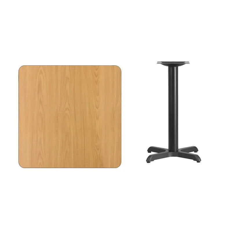 30'' Square Black Laminate Table Top with 22'' x 22'' Table Height Base [XU-BLKTB-3030-T2222-GG] Fl Furniture
