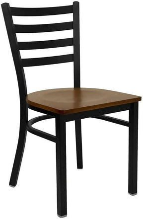 HERCULES Series Black Ladder Back Metal Restaurant Chair - Cherry Wood Seat [XU-DG694BLAD-CHYW-GG] Pie's Variety Store