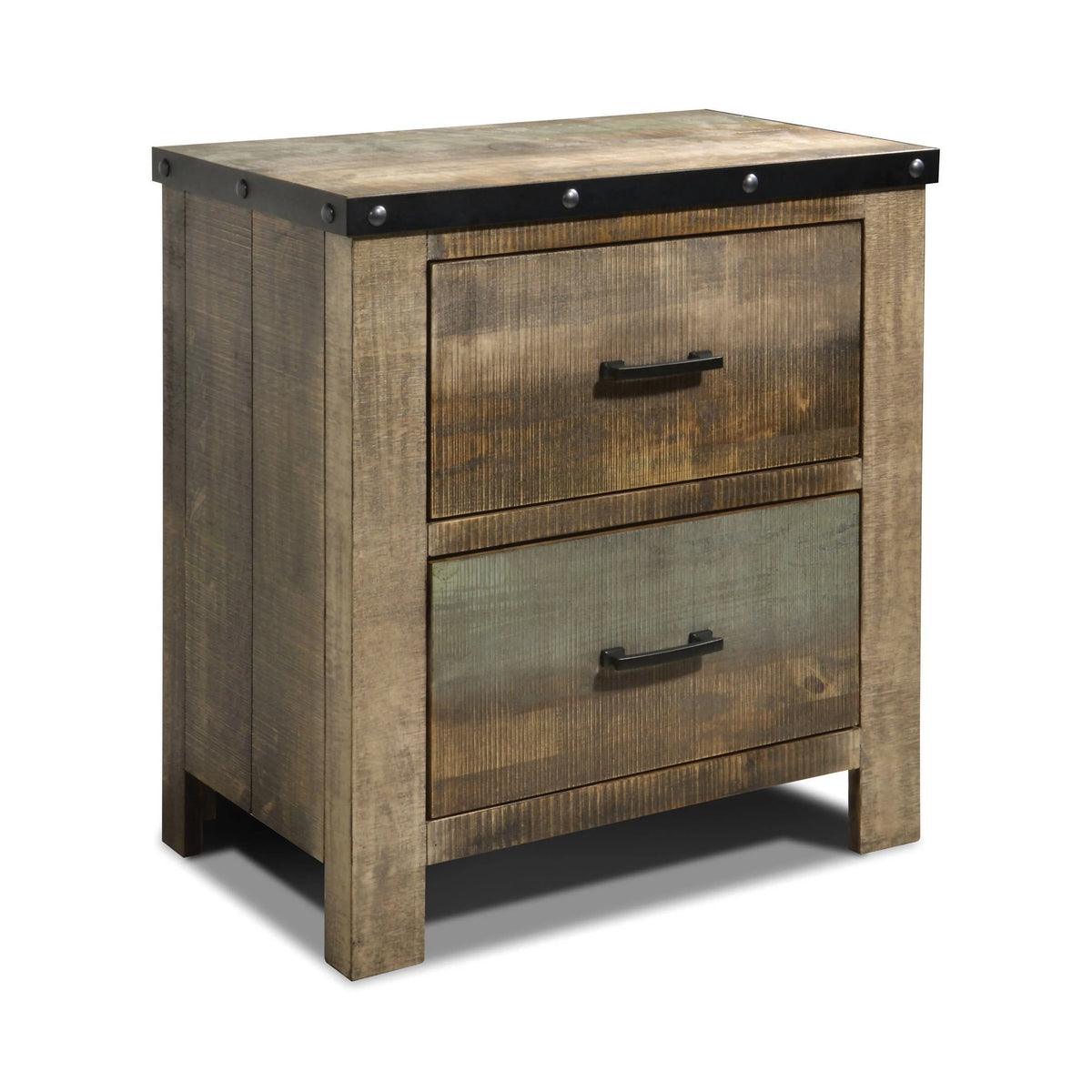 Sembene 2-Drawer Nightstand Antique Multi-Color Collection: Celebrate Modern Expression With The Sleek Edges Of This Two-Drawer Nightstand. Straight Legs And Smooth Edges Draw The Eye In To The Visual Texture.  SKU: 205092 coastmega