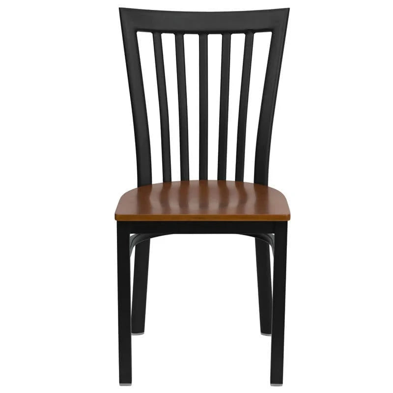 HERCULES Series Black School House Back Metal Restaurant Chair - Cherry Wood Seat [XU-DG6Q4BSCH-CHYW-GG] Pie's Variety Store
