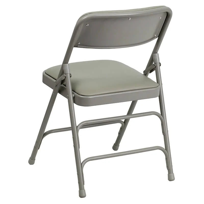 2 Pk. HERCULES Series Curved Triple Braced & Double Hinged Gray Vinyl Metal Folding Chair [2-HA-MC309AV-GY-GG] Fl Furniture