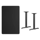 30'' x 48'' Rectangular Black Laminate Table Top with 5'' x 22'' Table Height Bases [XU-BLKTB-3048-T0522-GG] Pie's Variety Store
