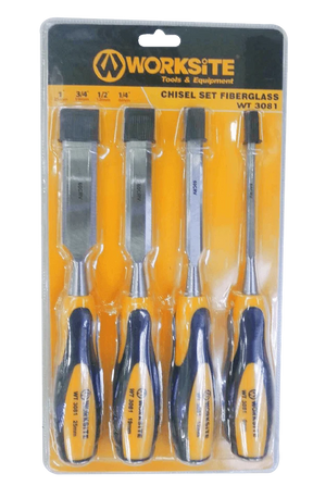 Worksite 4PCS Wood Chisel Set Fiberglass Handle Sizes 6