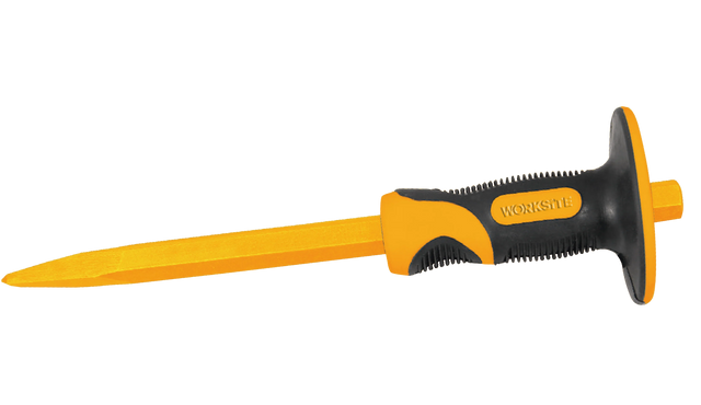 Worksite 12 INCH Pointed Concrete Cold Chisel Punches. High hardness and anti-rust chrome-vanadium steel CVS steel. Shock-absorb Soft Grip cover handle. Size: 3/20" X 3/4" X 12"(4*19*300mm) WT3114 Worksite Hand Tools