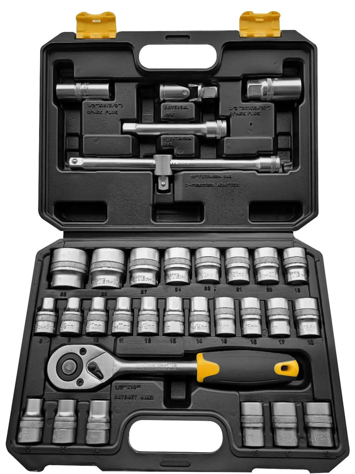 Worksite Socket Set 32pcs 1/2 inch Drive Socket Wrench Set with Extension Bars