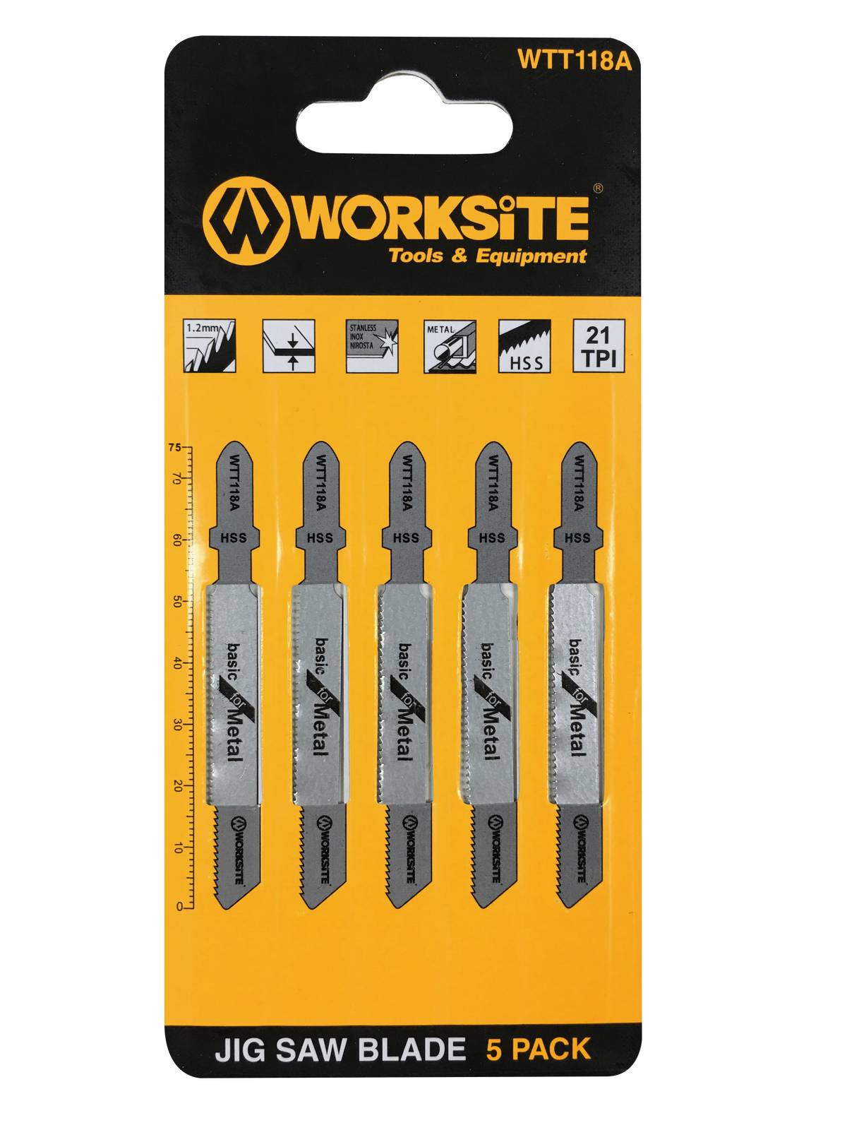 WORKSITE Jigsaw Blade 5 Pcs Set 3 inch X 5/16 inch 21 TPI